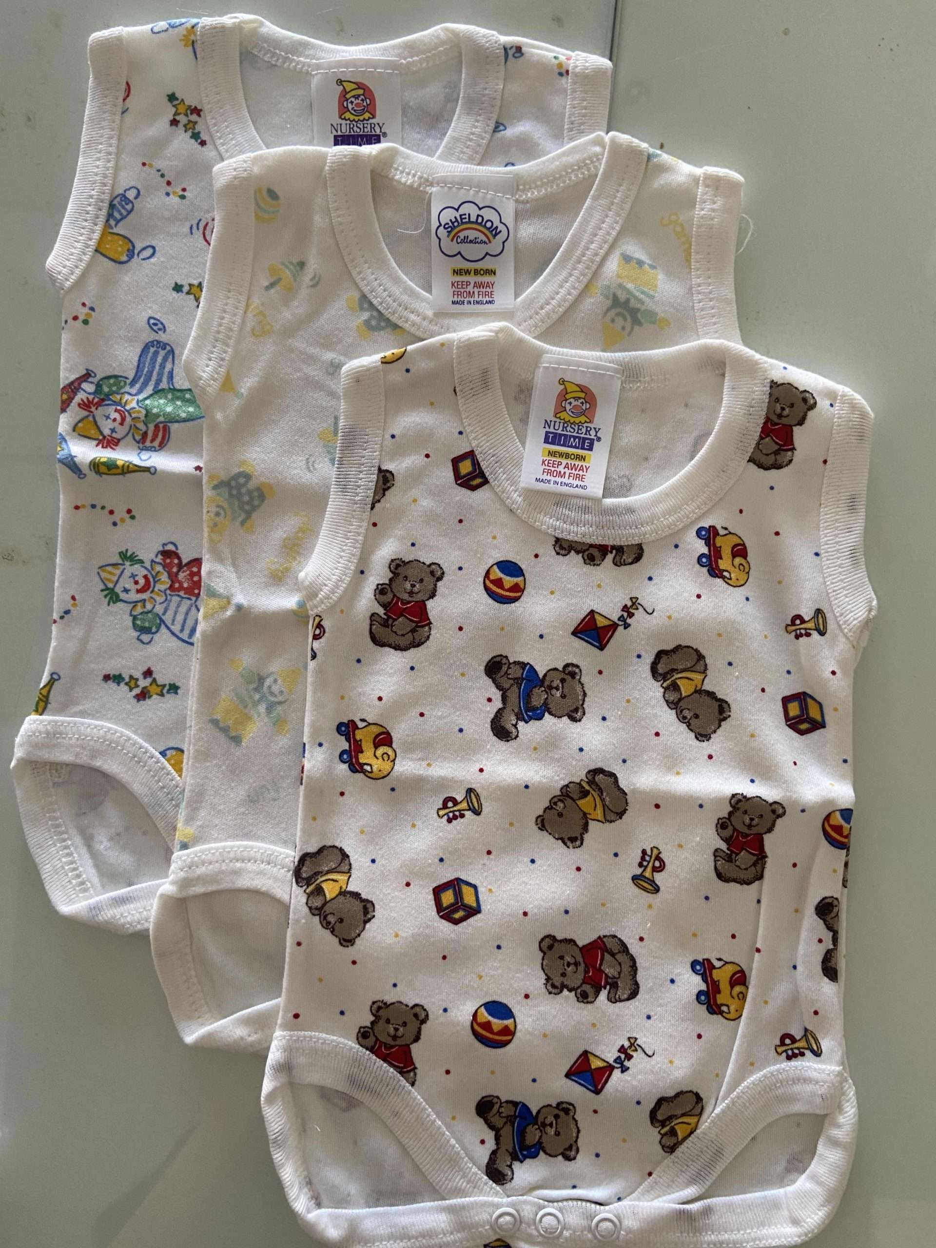 Nursery Time S/L Vests 3 Pack 0/3M ( Assorted Colours)