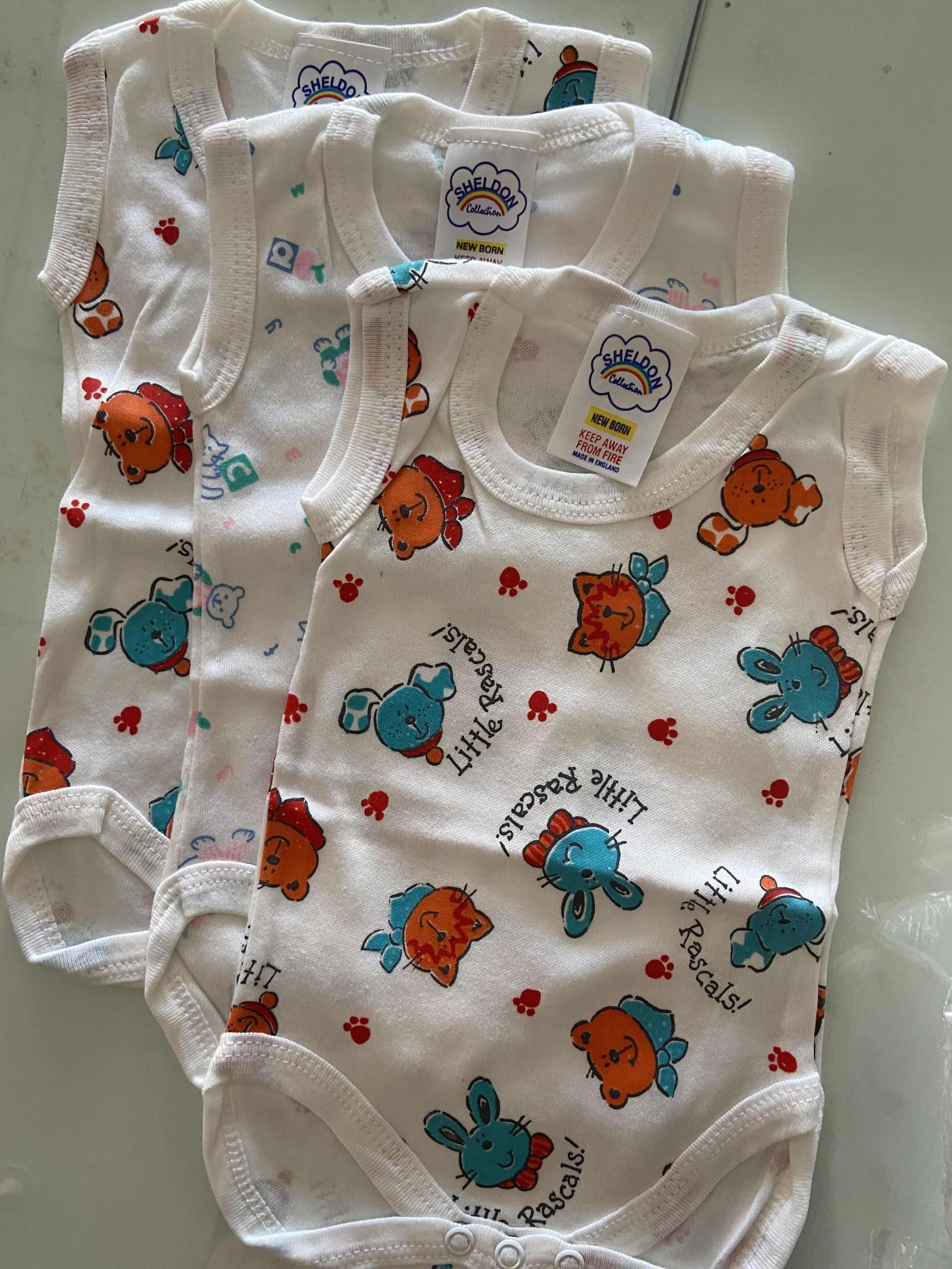 Nursery Time S/L Vests 3 Pack 0/3M ( Assorted Colours)