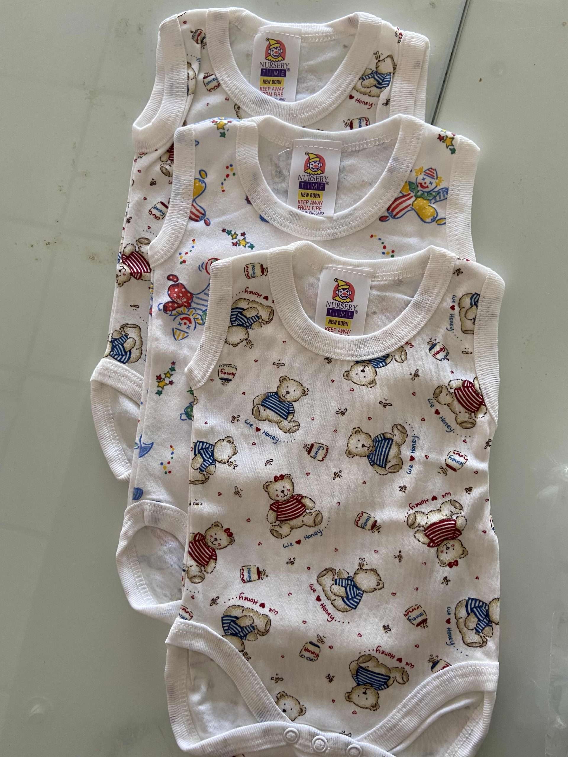 Nursery Time S/L Vests 3 Pack 0/3M ( Assorted Colours)