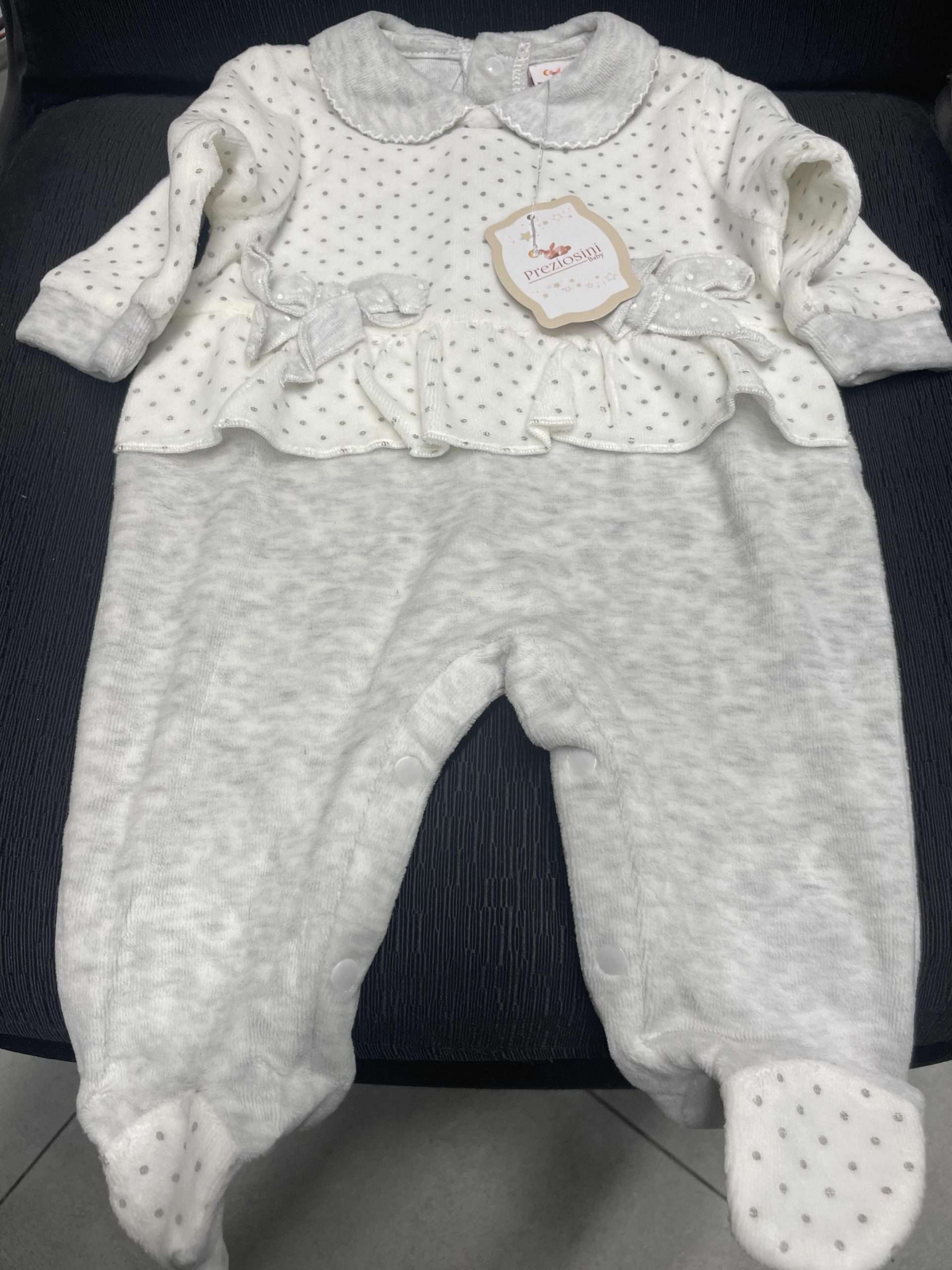 One Piece Fleece Baby Grow Girl 3/6 Grey