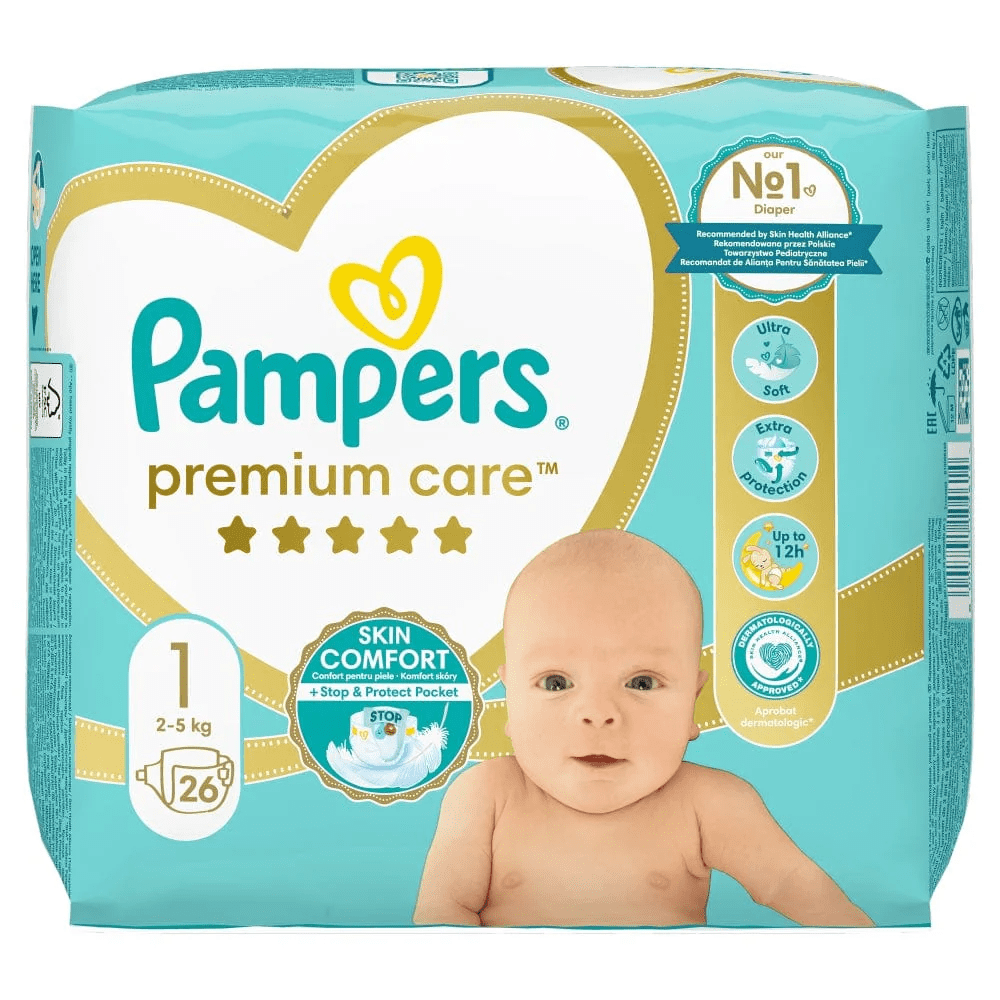 Pampers Premium Care – Size 1 – 2-5kg – 26pcs