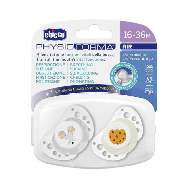 Chicco Soother Physio Light Lumi 16-36M Sil 2pc