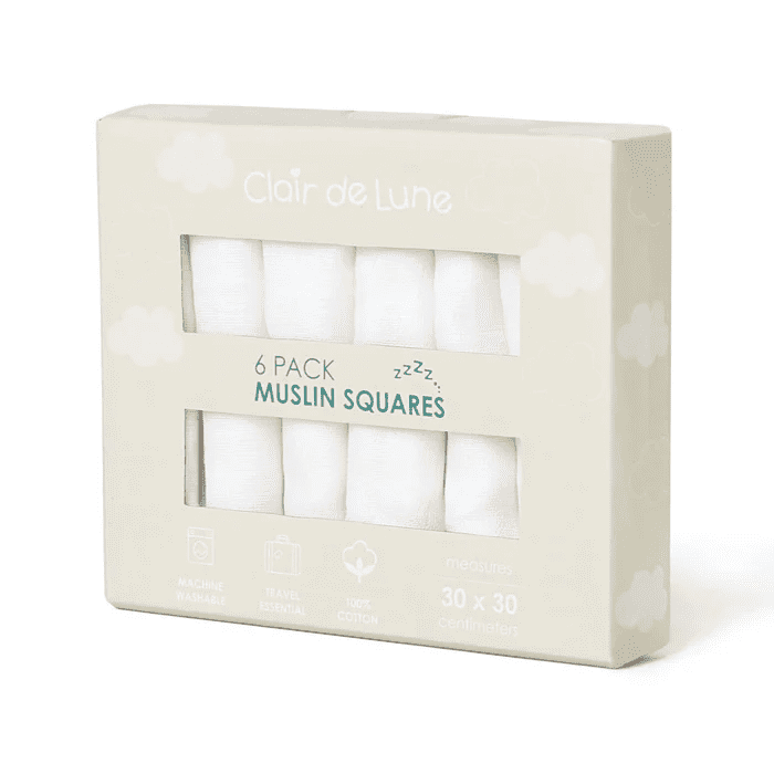 Clair De Lune Muslin Square 30×30 – 6 Pk – White