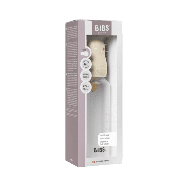 Bibs Baby Bottle Round Latex 1 Pack 270ml Medium Flow Ivory