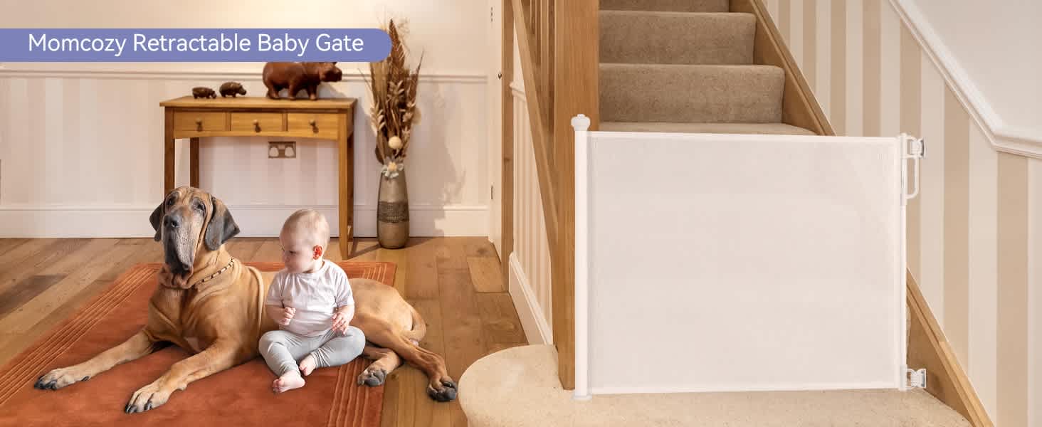 MomCozy – Retractable Baby Gate – White