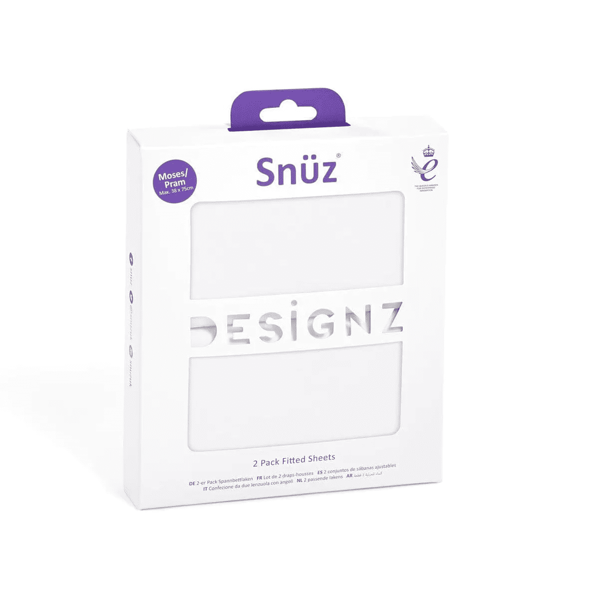 Snuz Moses/Pram Fitted Sheets (2 pack) – White