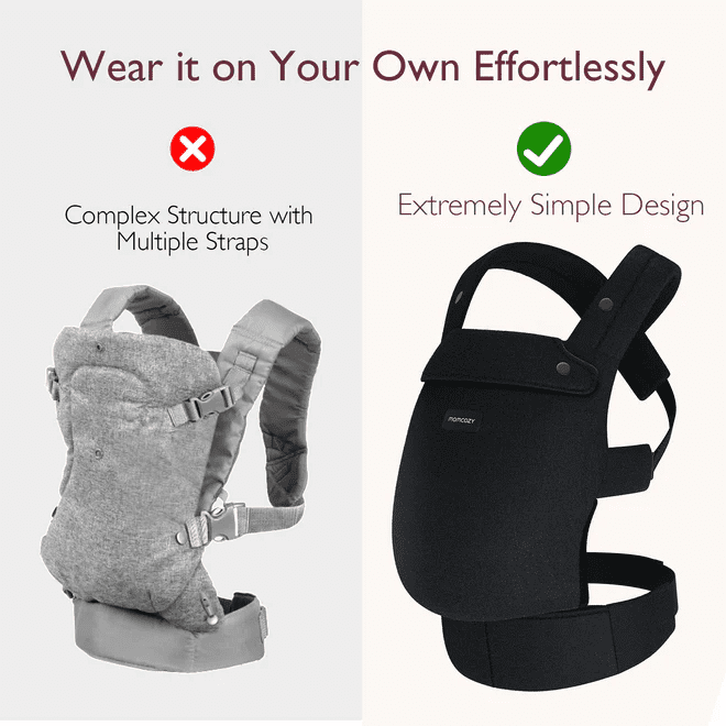 MomCozy PureHug Baby Carrier 3m+ Cotton – Black
