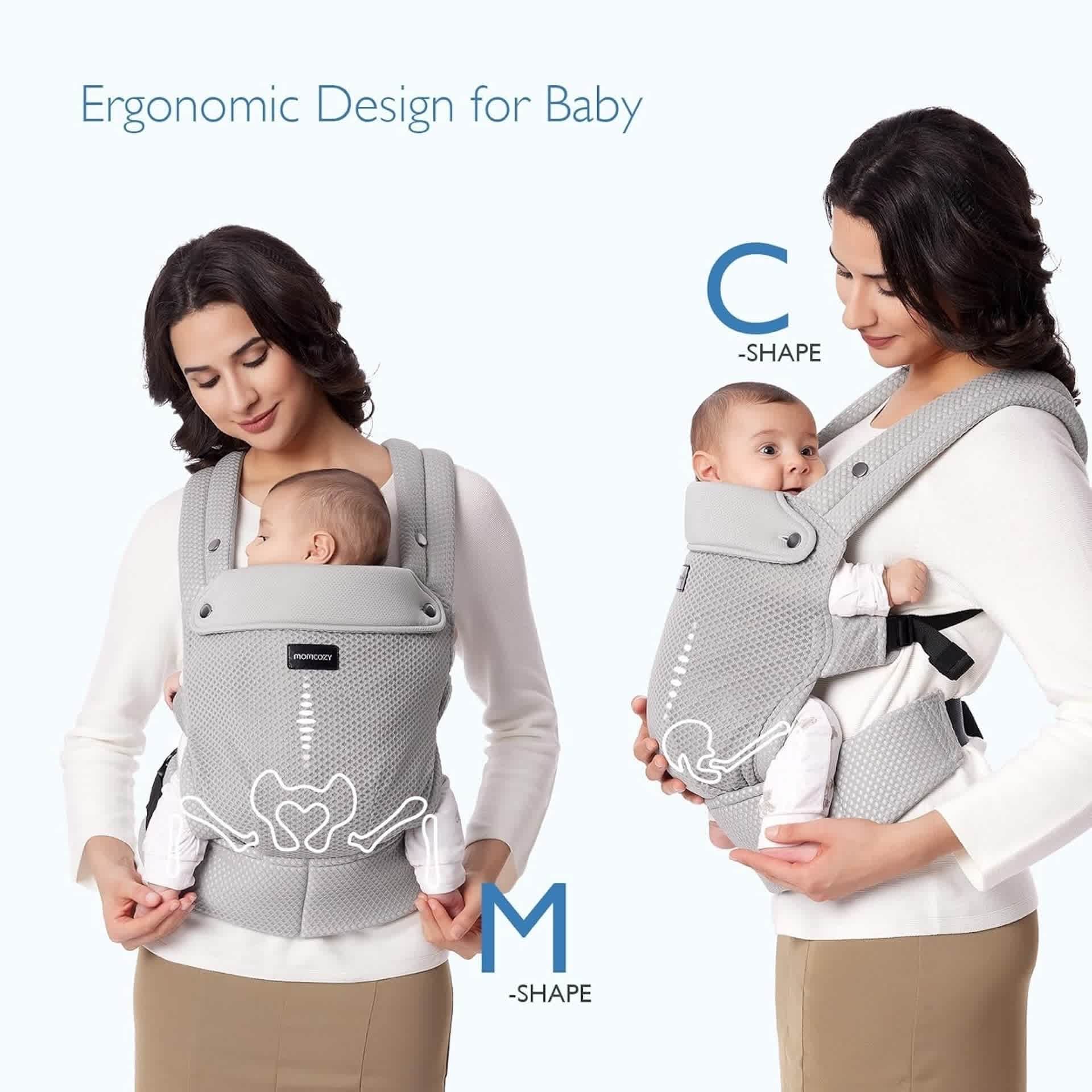 MomCozy Baby Carrier 3m+ Air Mesh – Grey