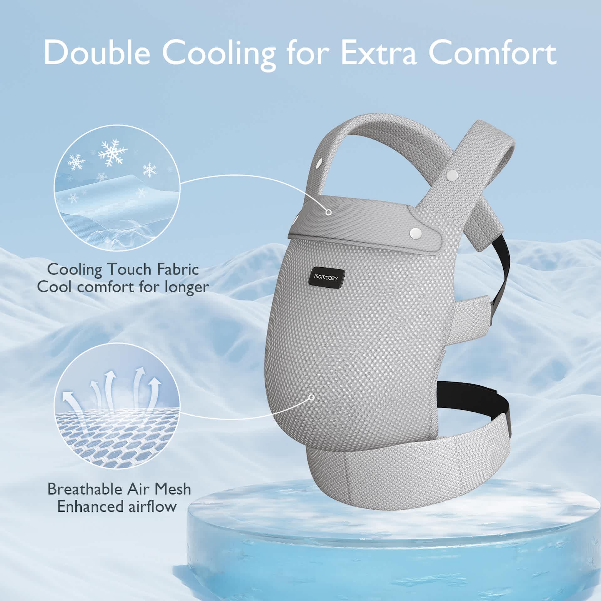 MomCozy Baby Carrier 3m+ Air Mesh – Grey