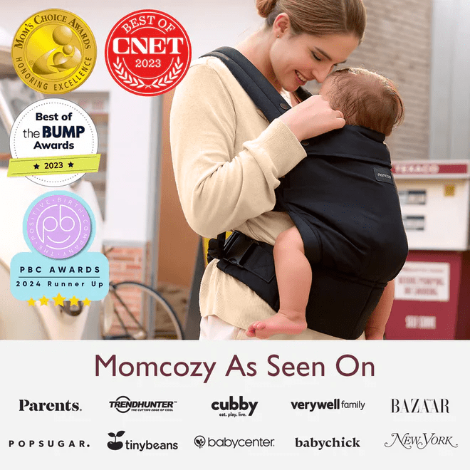 MomCozy PureHug Baby Carrier 3m+ Cotton – Black
