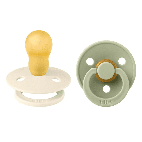 Bibs Colours Soother – Natural Rubber – 2 pack – Size 3 -Ivory & Sage