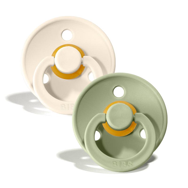 Bibs Colours Soother – Natural Rubber – 2 pack – Size 3 -Ivory & Sage