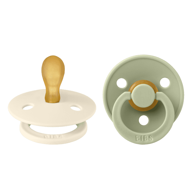 Bibs Colours Soother – Natural Rubber – 2 pack – Size 1 – Symmetrical – Ivory/Sage