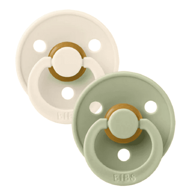 Bibs Colours Soother – Natural Rubber – 2 pack – Size 1 – Symmetrical – Ivory/Sage