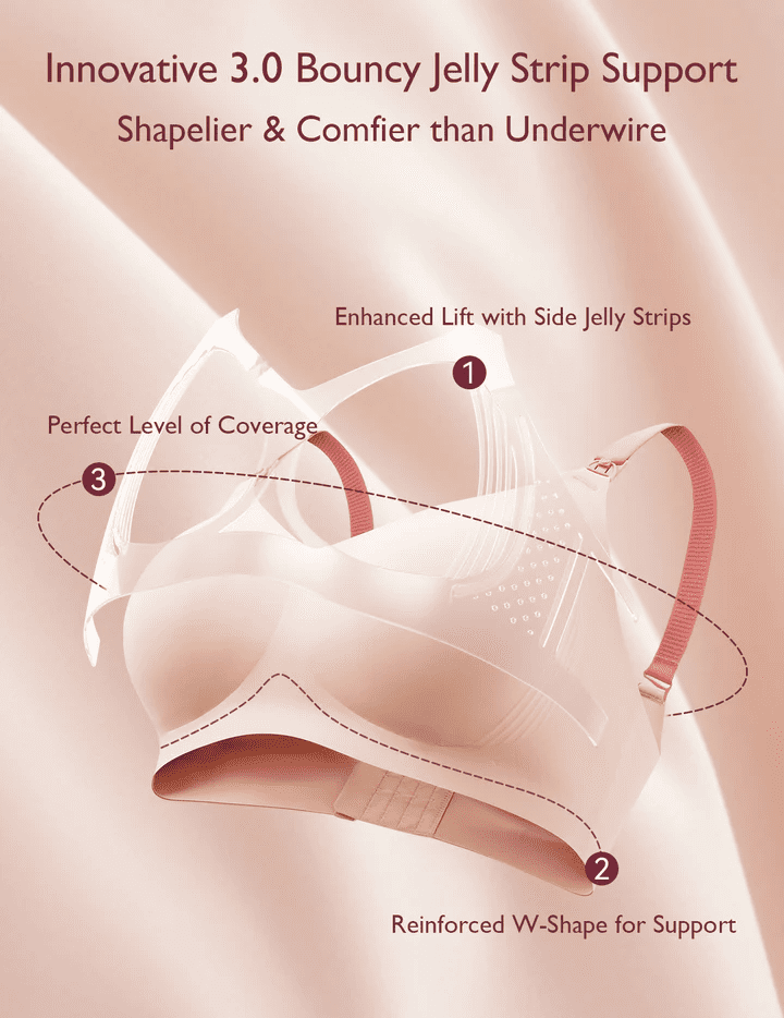 MomCozy Stylish – V Jelly Strip Lift Nursing Bra – Oyster Pink – L