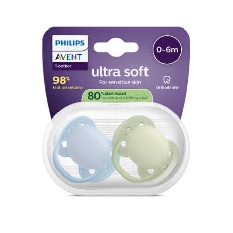 Avent Soother Ultra Soft 0-6m – Blue/Green 0-6m