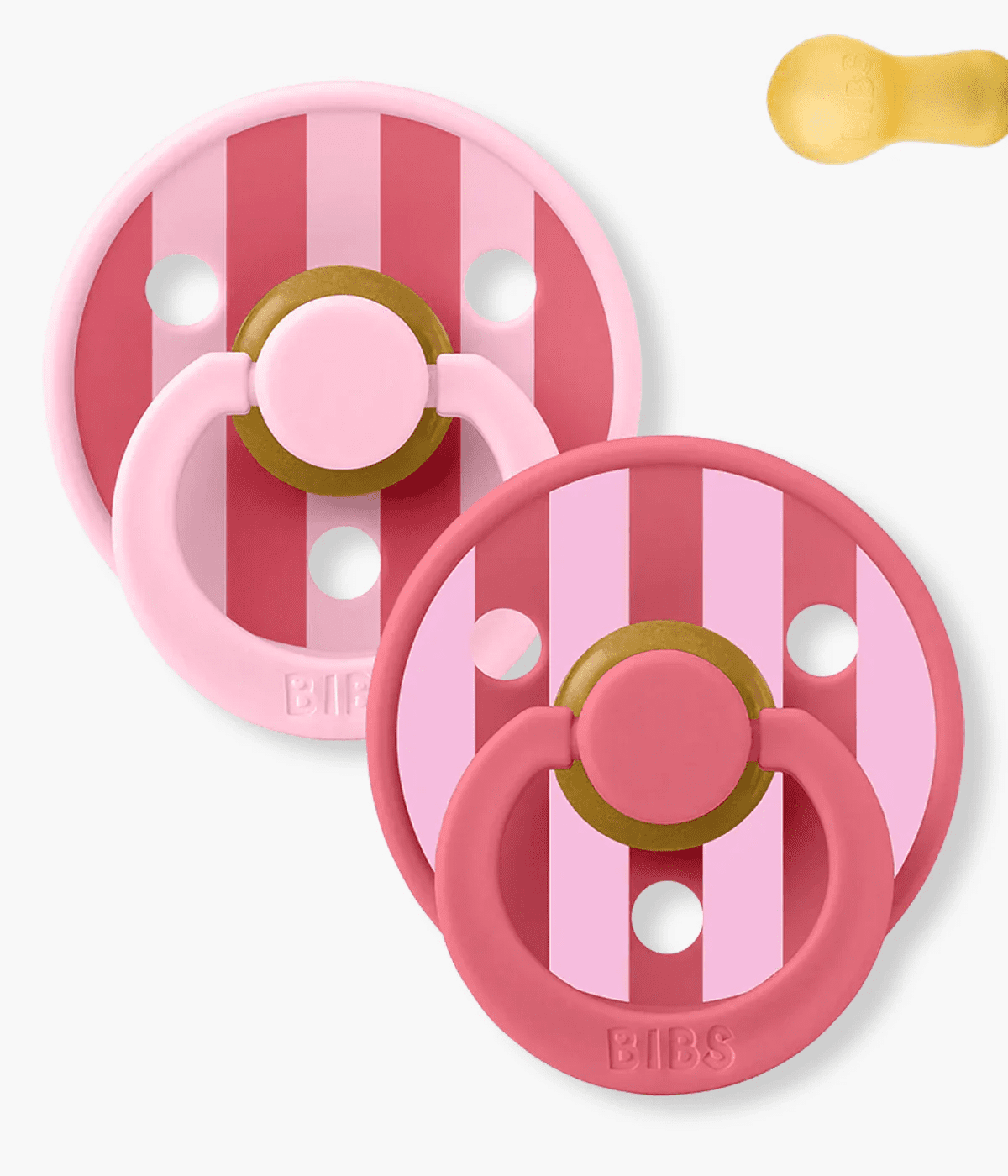 Bibs Colours Soother – Natural Rubber – 2 pack – Size 2 – Baby Pink / Coral